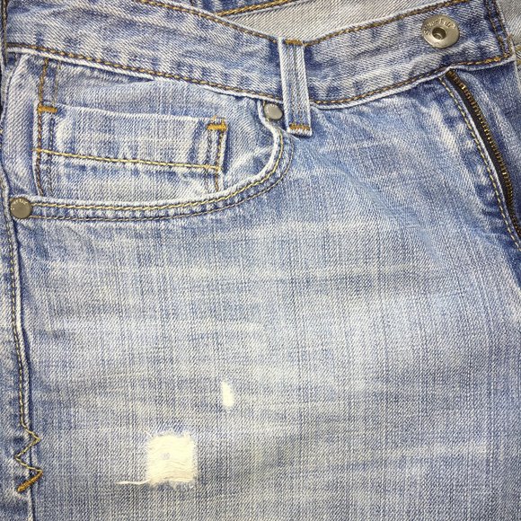 SilverTab Mens 34x30 Distressed Embroidered Flap Pocket Light Wash Straight Jean - Picture 10 of 12